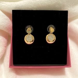 Gold-tone Brass and crystal earrings